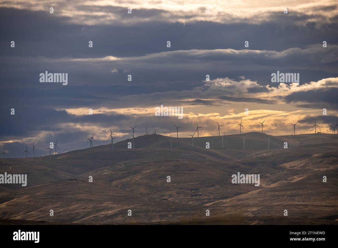Sunset at Frenchmans Coulee in Central Washington, in the distance Wind
