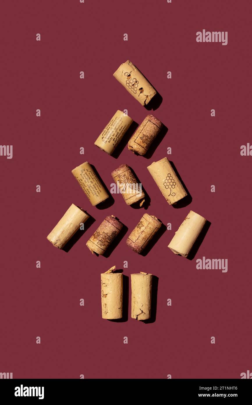 Christmas tree made from wine corks. Stock Photo