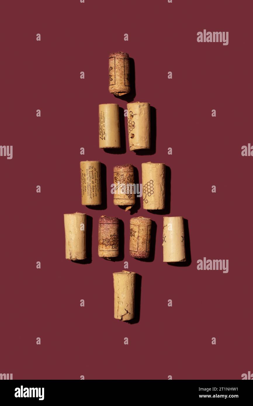 Christmas tree made from wine corks. Stock Photo