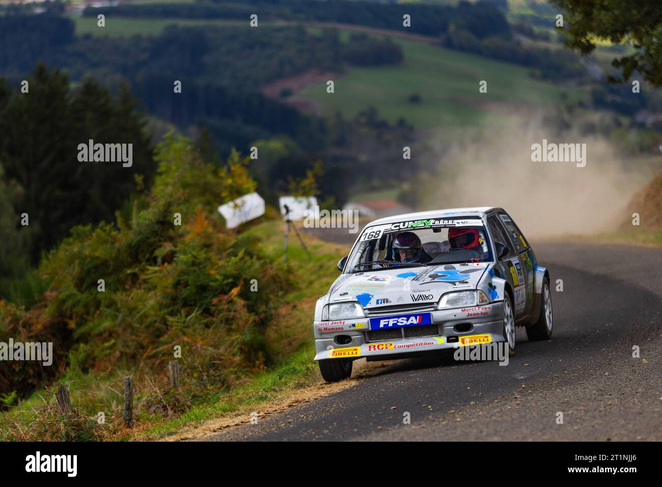 Ambert, France. 14th Oct, 2023. 168 DELILE Sylvain, AUGIER Pascale, Citroën AX F212, action during the Finale de la Coupe de France des Rallyes Ambert 2023, from October 12 au 14, 2023 in Ambert, France - Photo Damien Saulnier/DPPI Credit: DPPI Media/Alamy Live News Stock Photo