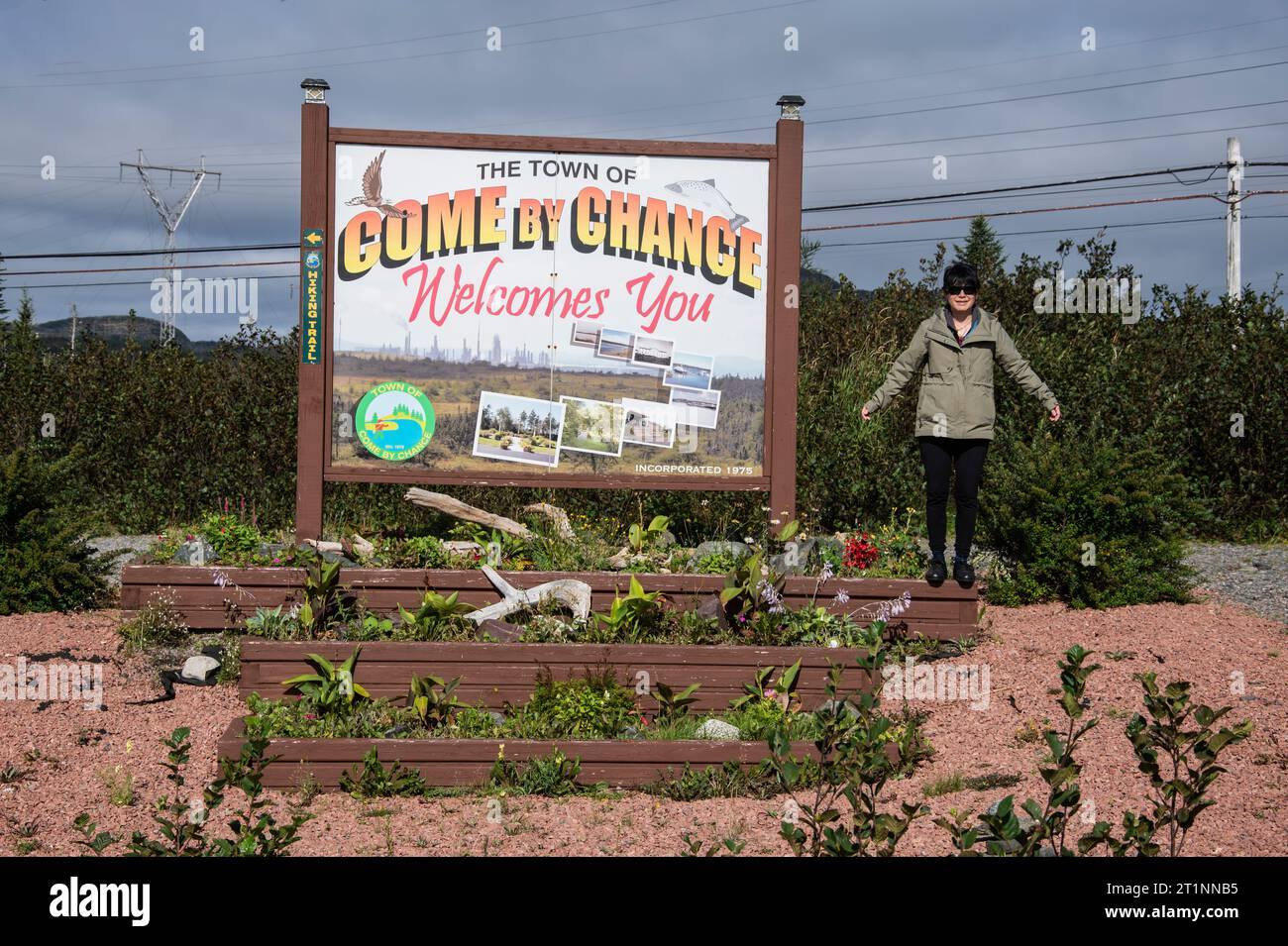 to Come By Chance sign in Newfoundland & Labrador, Canada Stock