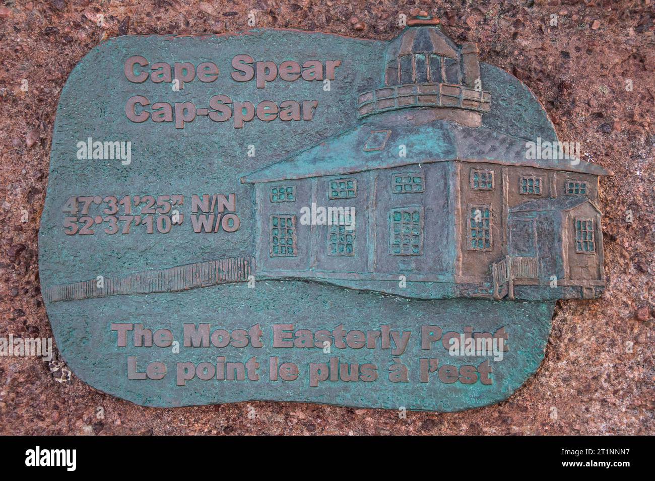Most easterly point sign at Cape Spear National Historic Site in St. John's, Newfoundland & Labrador, Canada Stock Photo