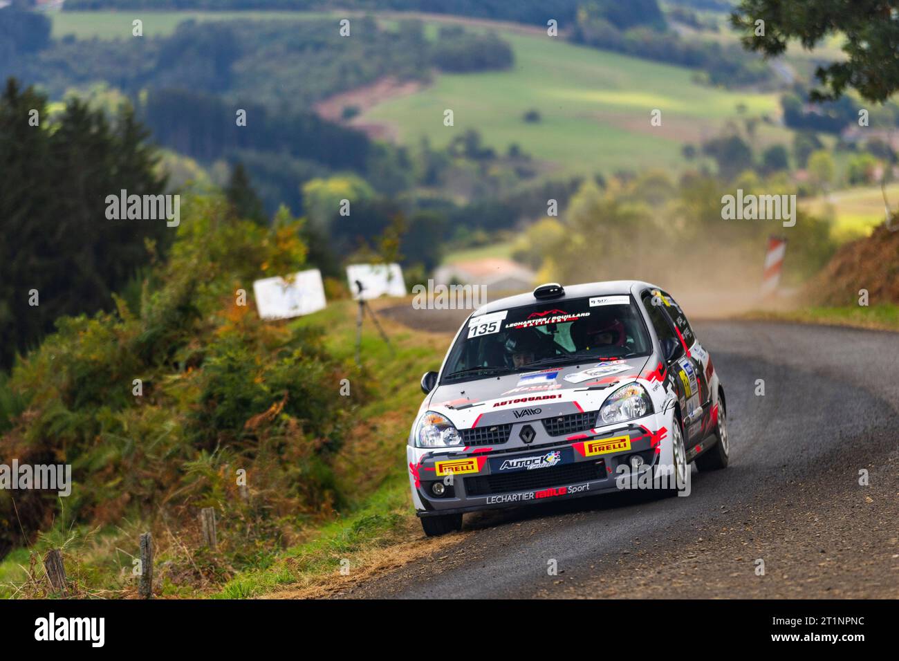 Ambert, France. 14th Oct, 2023. 135 OLEA Charlotte, PAGES Cecile, Renault CLIO RS A7, action during the Finale de la Coupe de France des Rallyes Ambert 2023, from October 12 au 14, 2023 in Ambert, France - Photo Damien Saulnier/DPPI Credit: DPPI Media/Alamy Live News Stock Photo