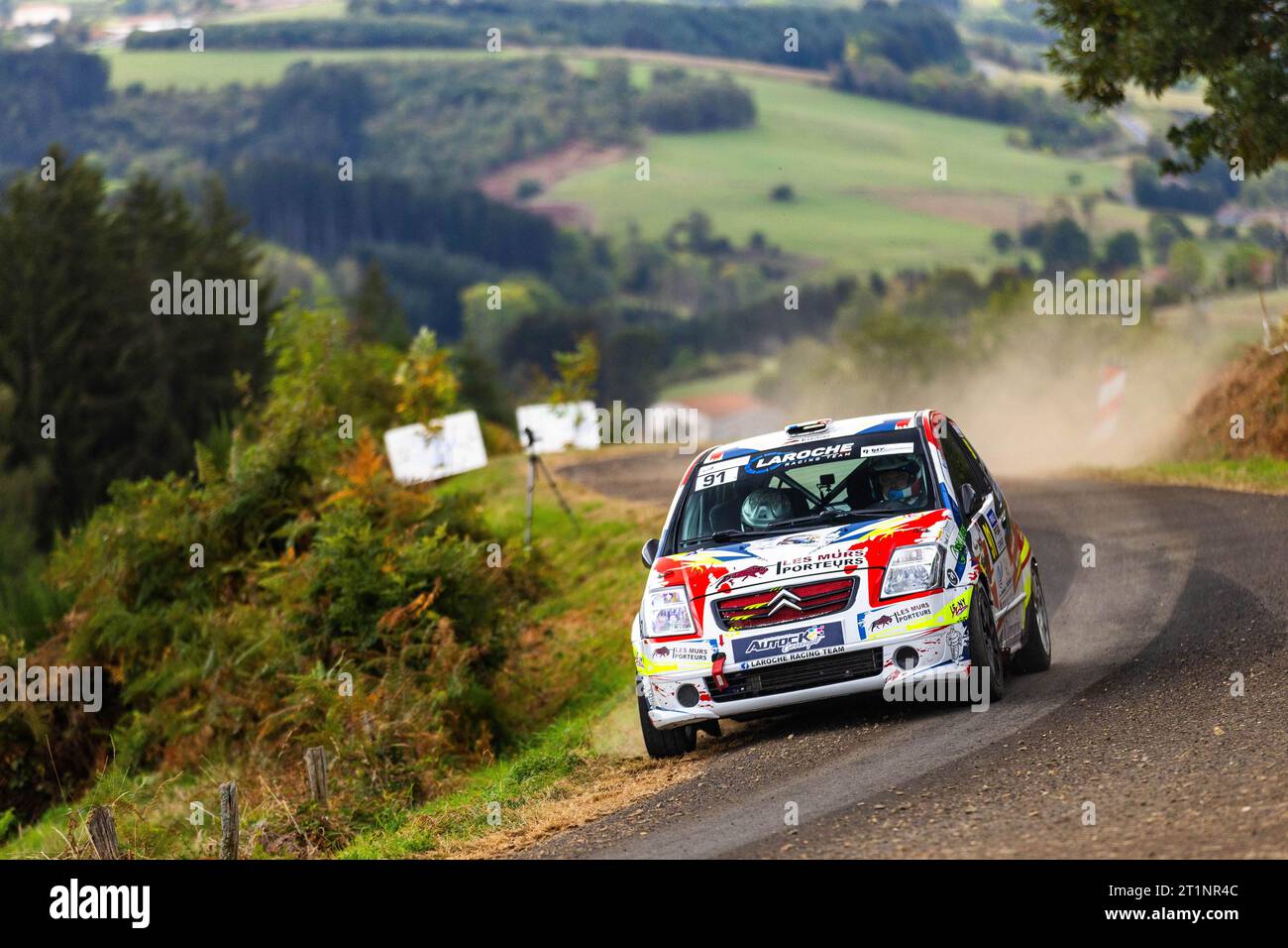 Ambert, France. 14th Oct, 2023. 91 LAROCHE Dimitri, LEFEBVRE Joyce, Citroën C2 A6K, action during the Finale de la Coupe de France des Rallyes Ambert 2023, from October 12 au 14, 2023 in Ambert, France - Photo Damien Saulnier/DPPI Credit: DPPI Media/Alamy Live News Stock Photo