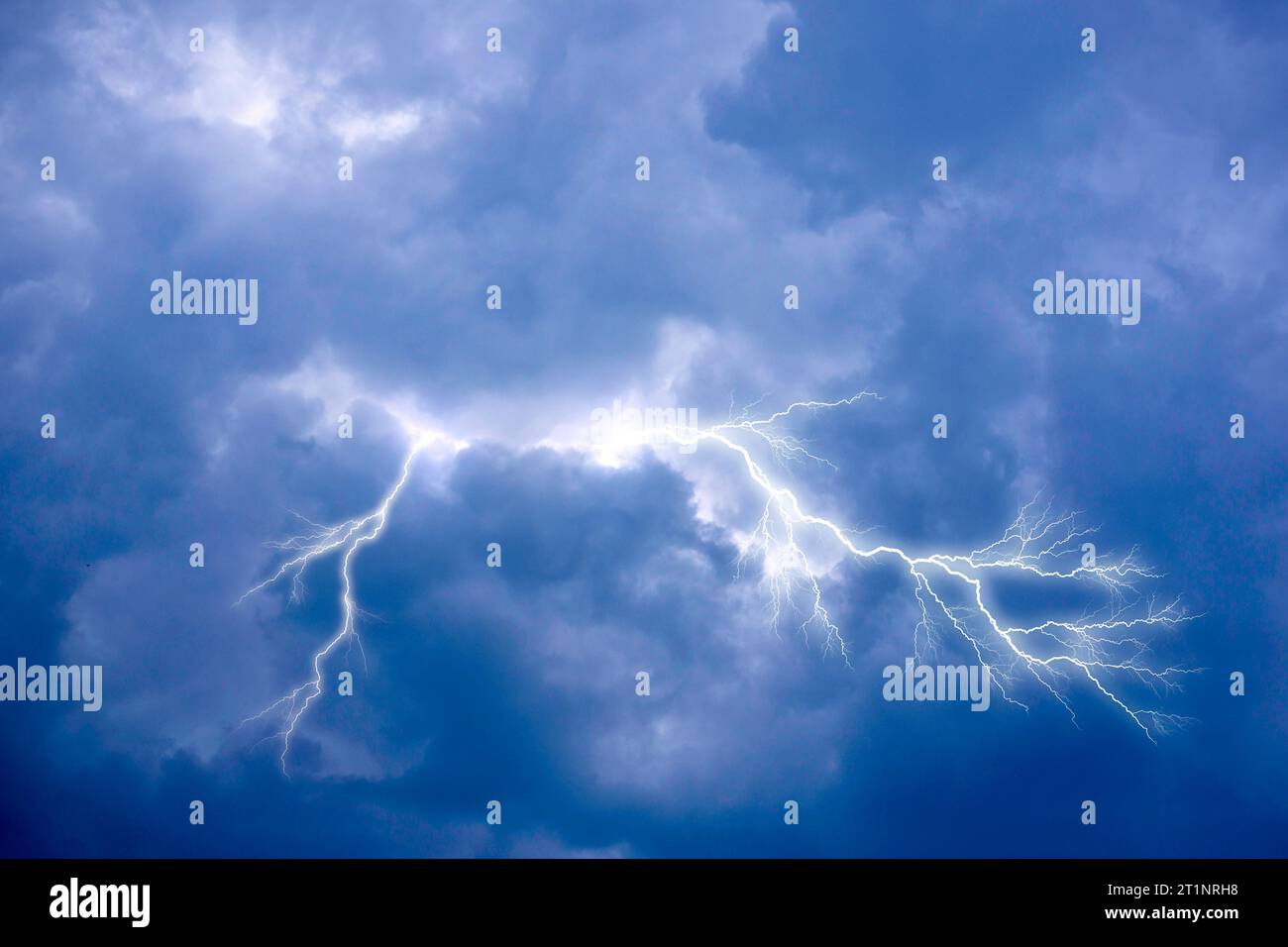 cloudy stormy sky with lightning Stock Photo
