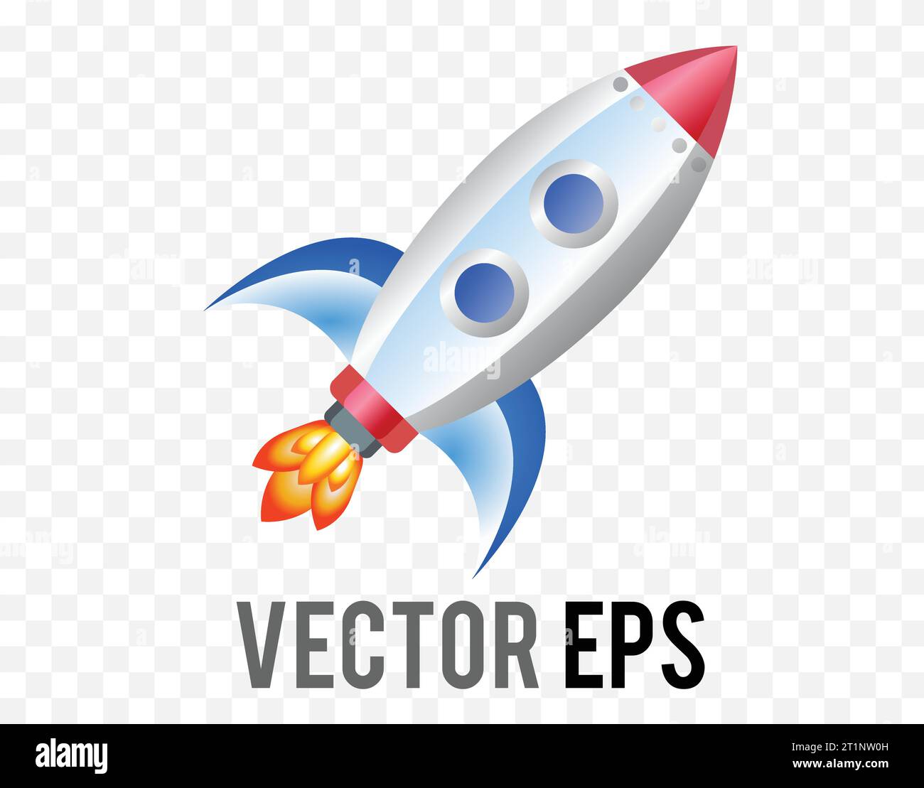 Isolated vector gradient silver flying rocket icon into space Stock Vector