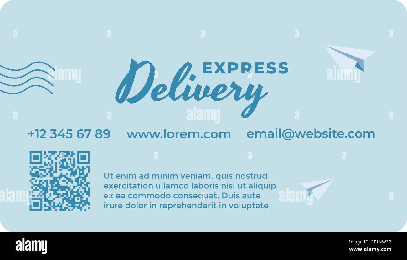 Express delivery business card with qr code vector Stock Vector