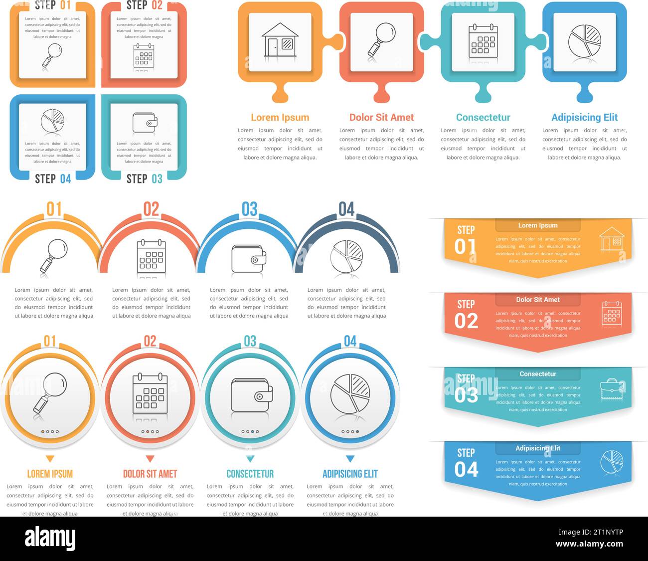 Four steps infographic templates, can be used as process, options, workflow, vector eps10 illustration Stock Vector