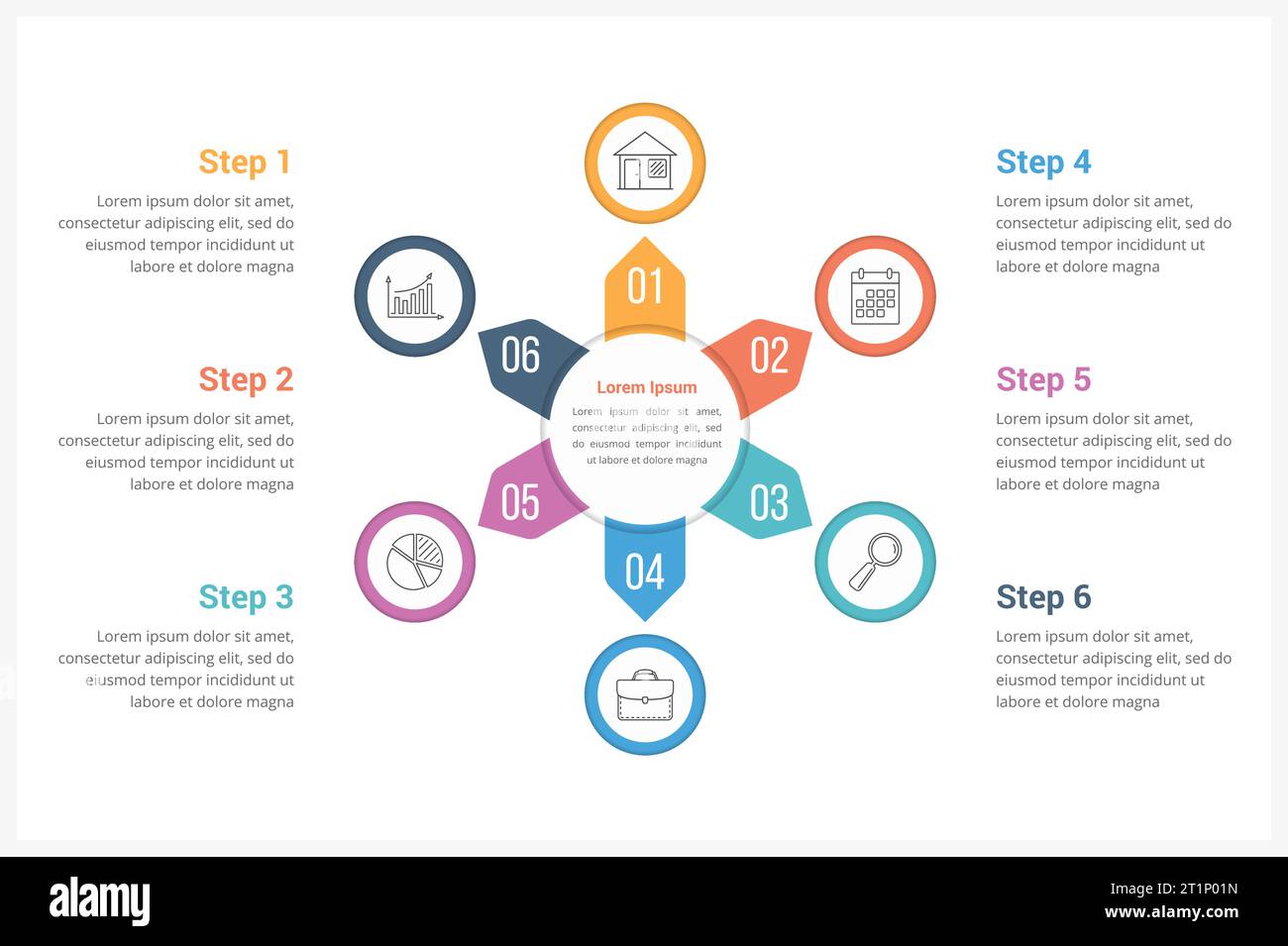 Circle infographics template with six elements, can be used as process ...