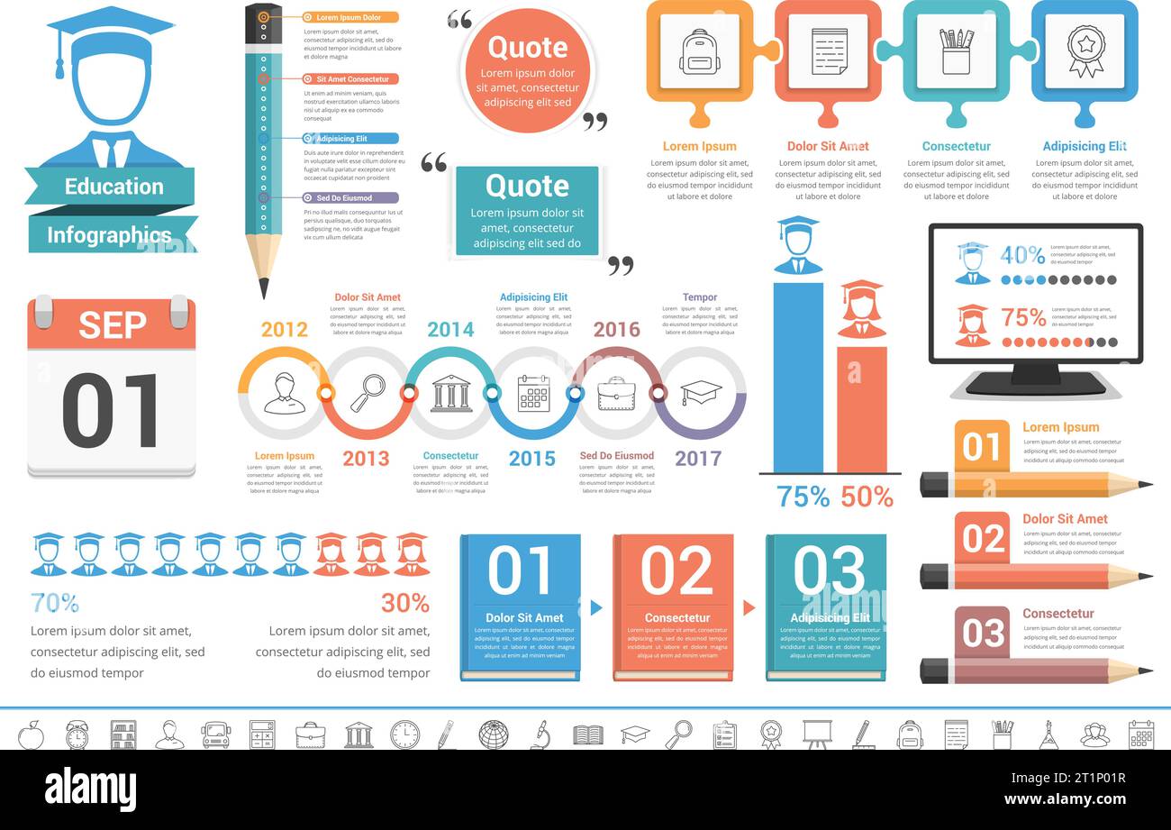 Education infographics design elements, vector eps10 illustration Stock ...