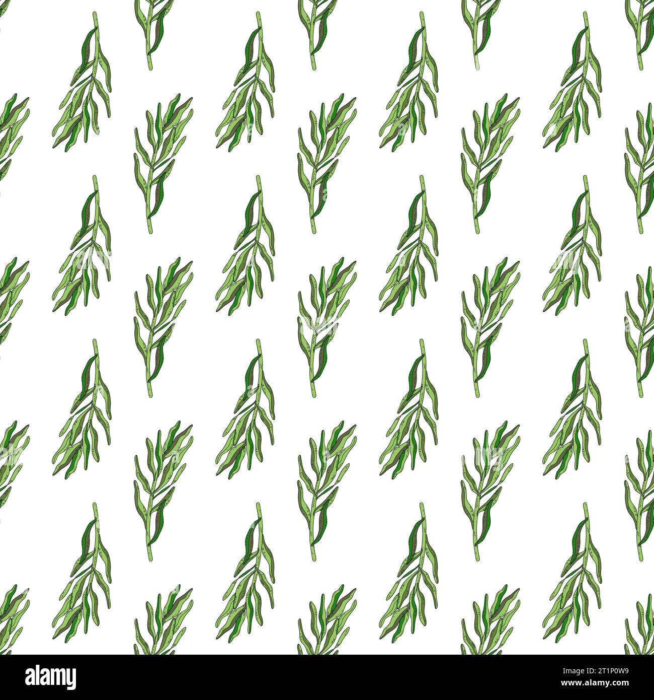 Hand drawn vector seamless floral pattern with green leaves Stock Vector