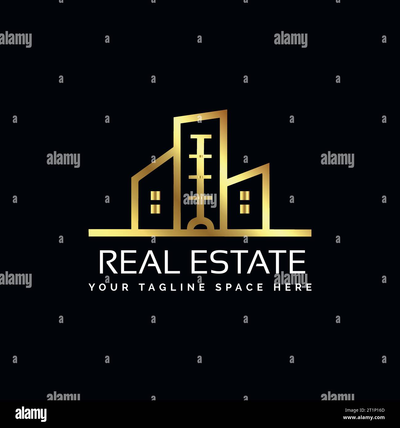 Real estate logo design. Luxury real estate gold color logo template