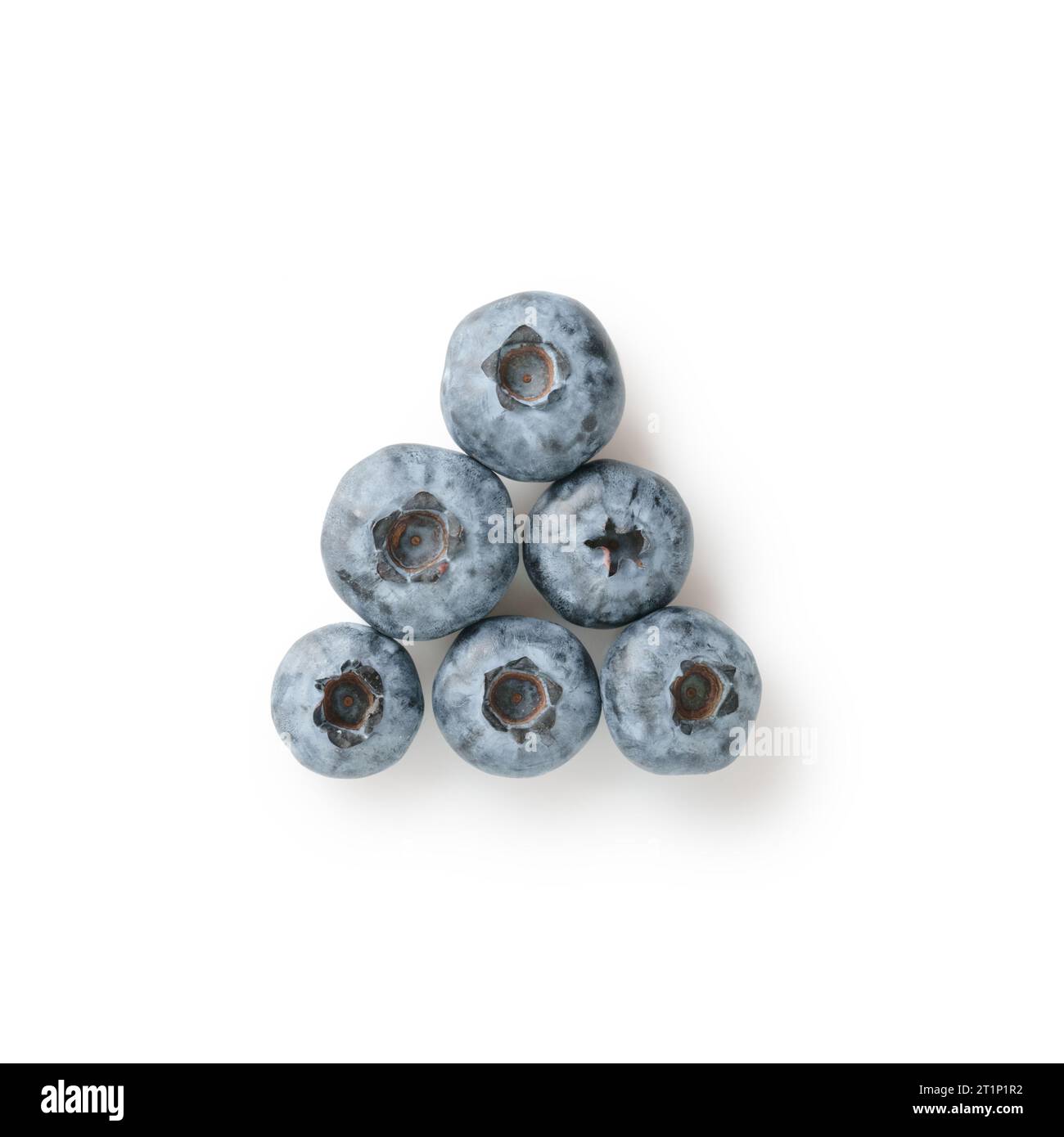Fresh organic blueberries top view shot on white background, isolated ...