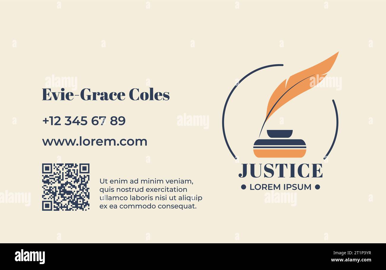 Justice firm or services, business visiting card Stock Vector Image