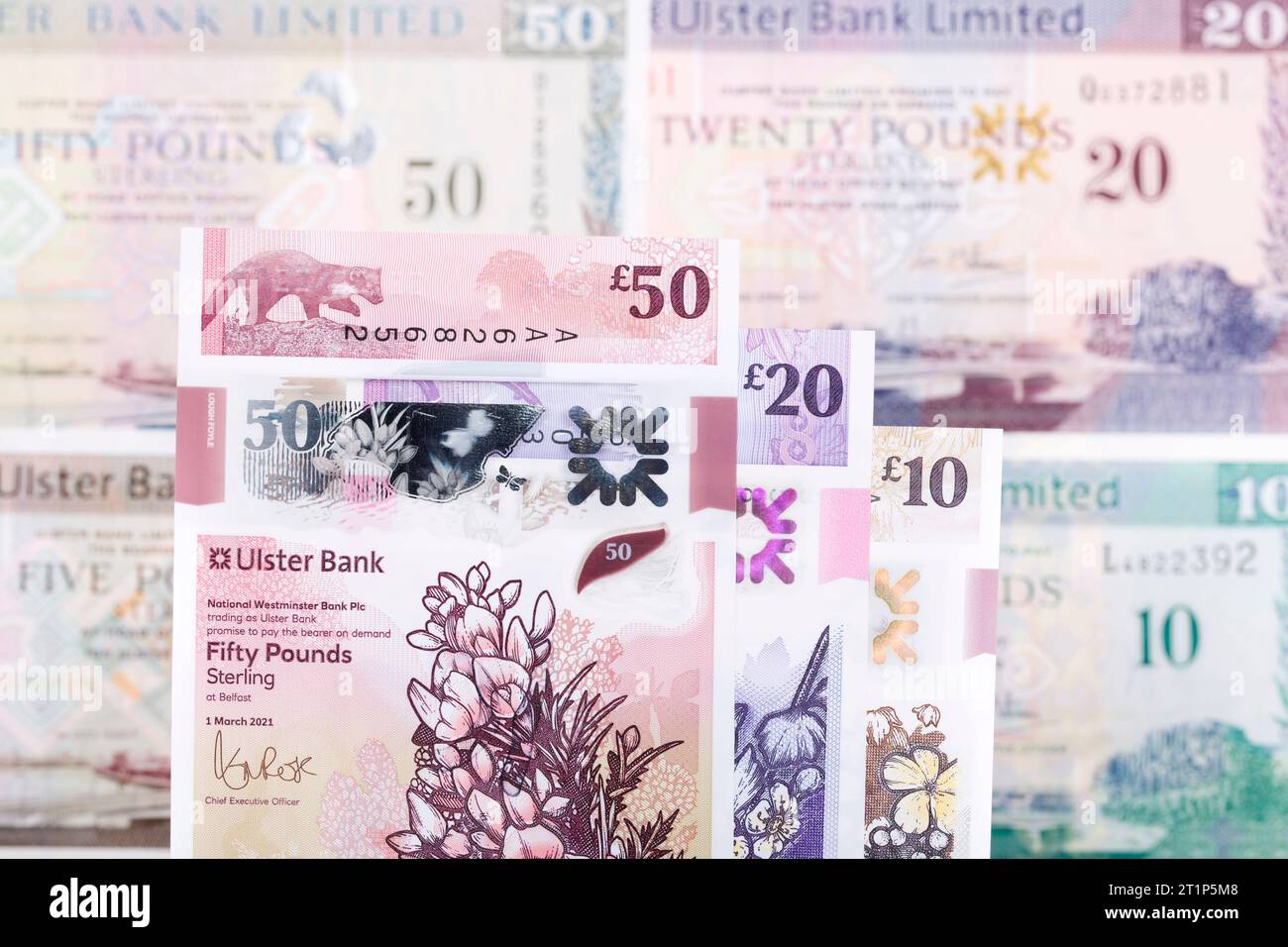 Northern Irish money - pound a business background Stock Photo