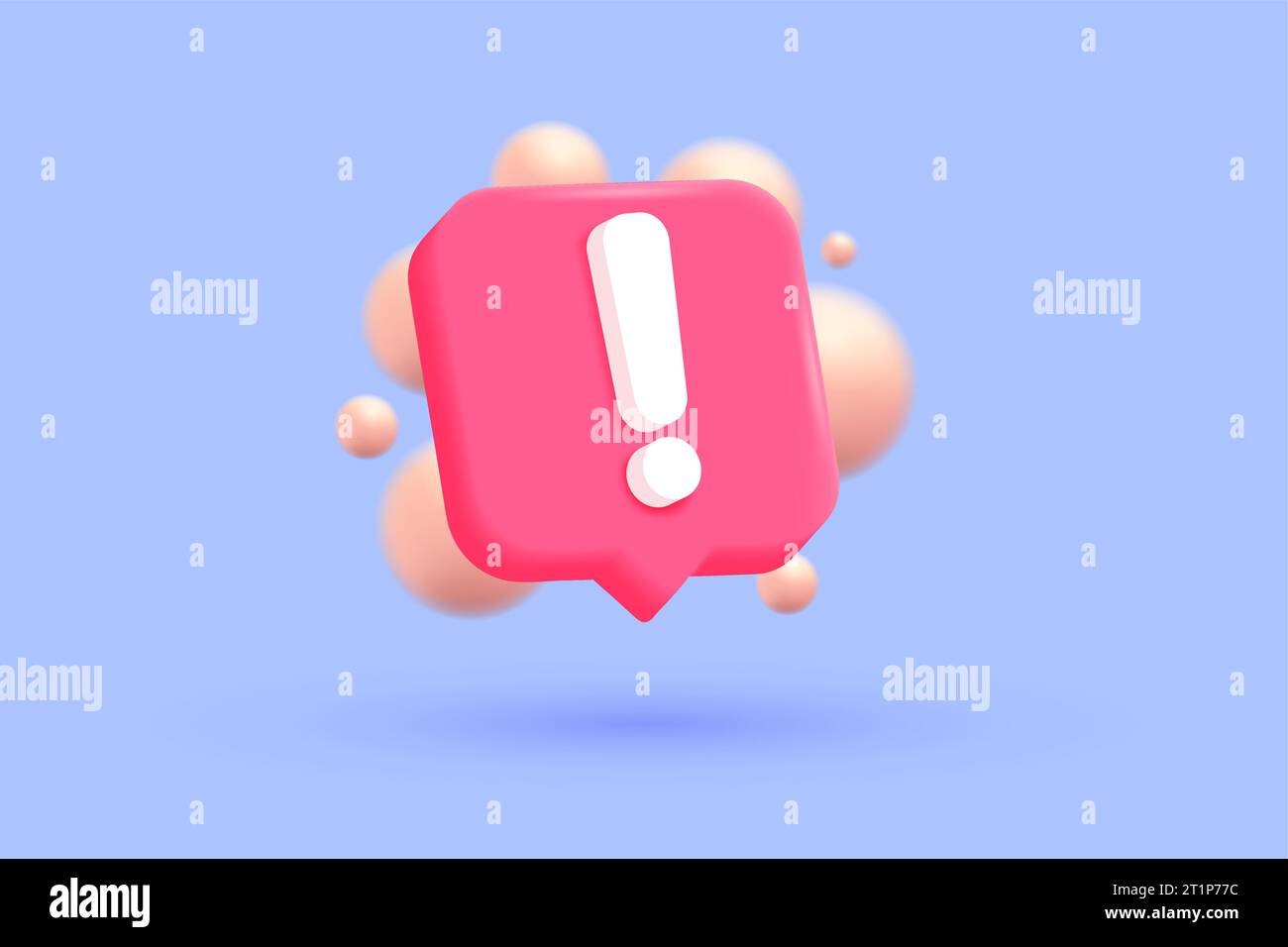 3d pink danger attention bell or pink emergency notifications alert on