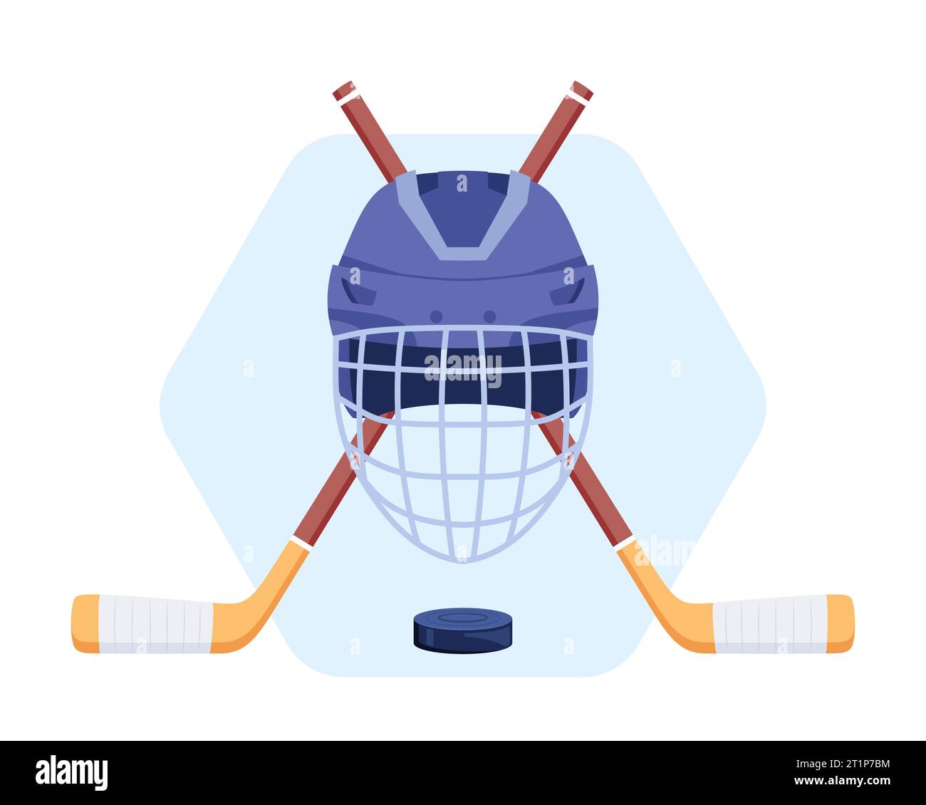 Ice hockey emblem template, badge, logo. Hockey helmet with crossed cues and puck. Vector illustration Stock Vector