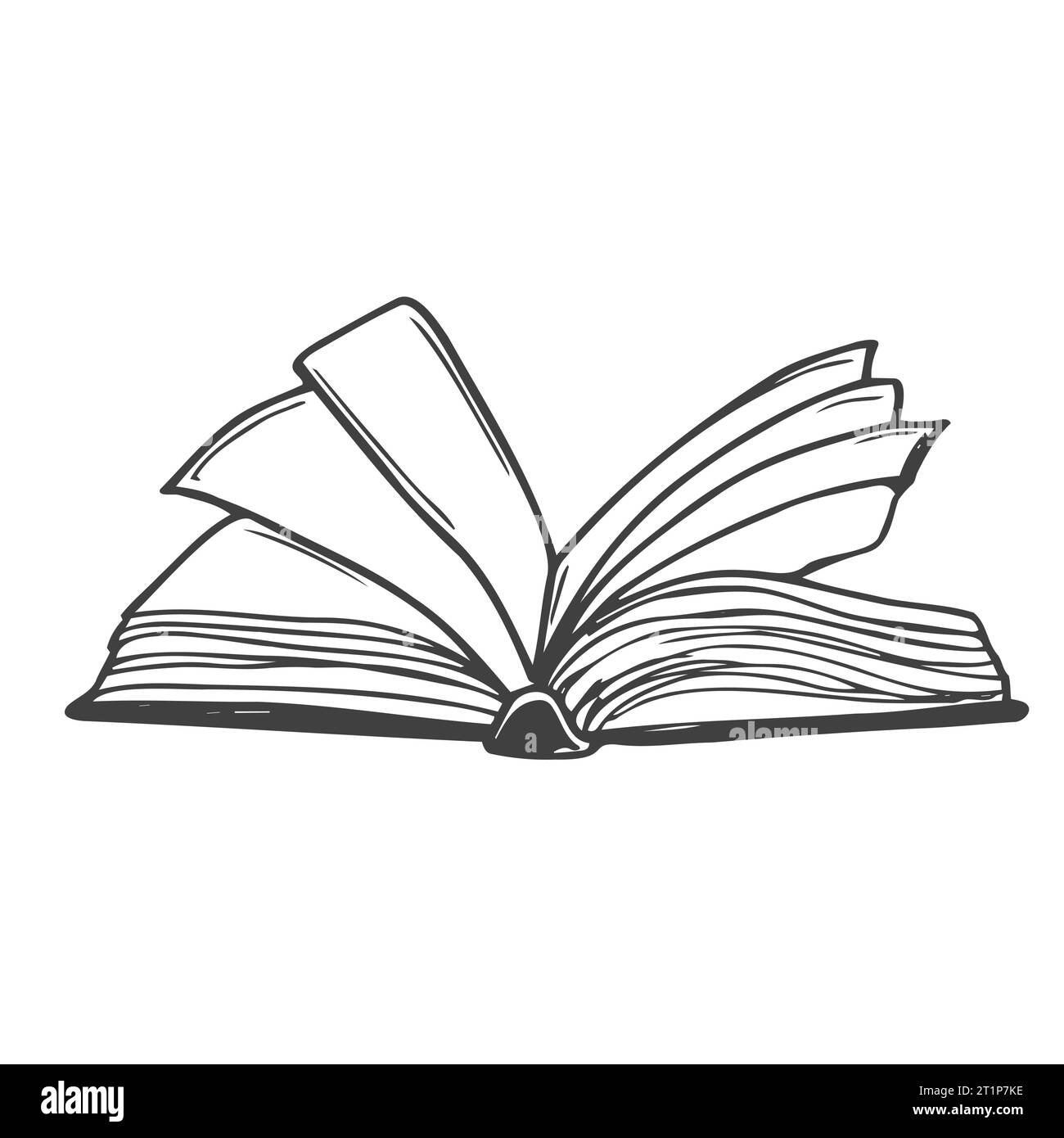 open book on white background, line drawing style, vector design Stock