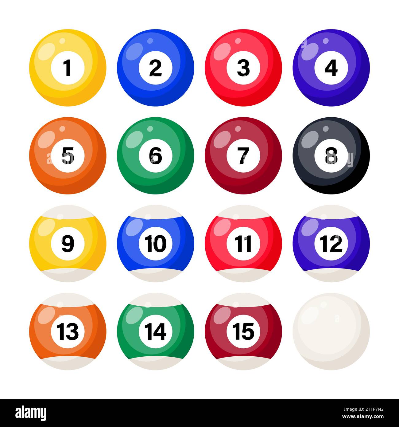 Billiard, pool balls with numbers, set. Realistic glossy snooker ball
