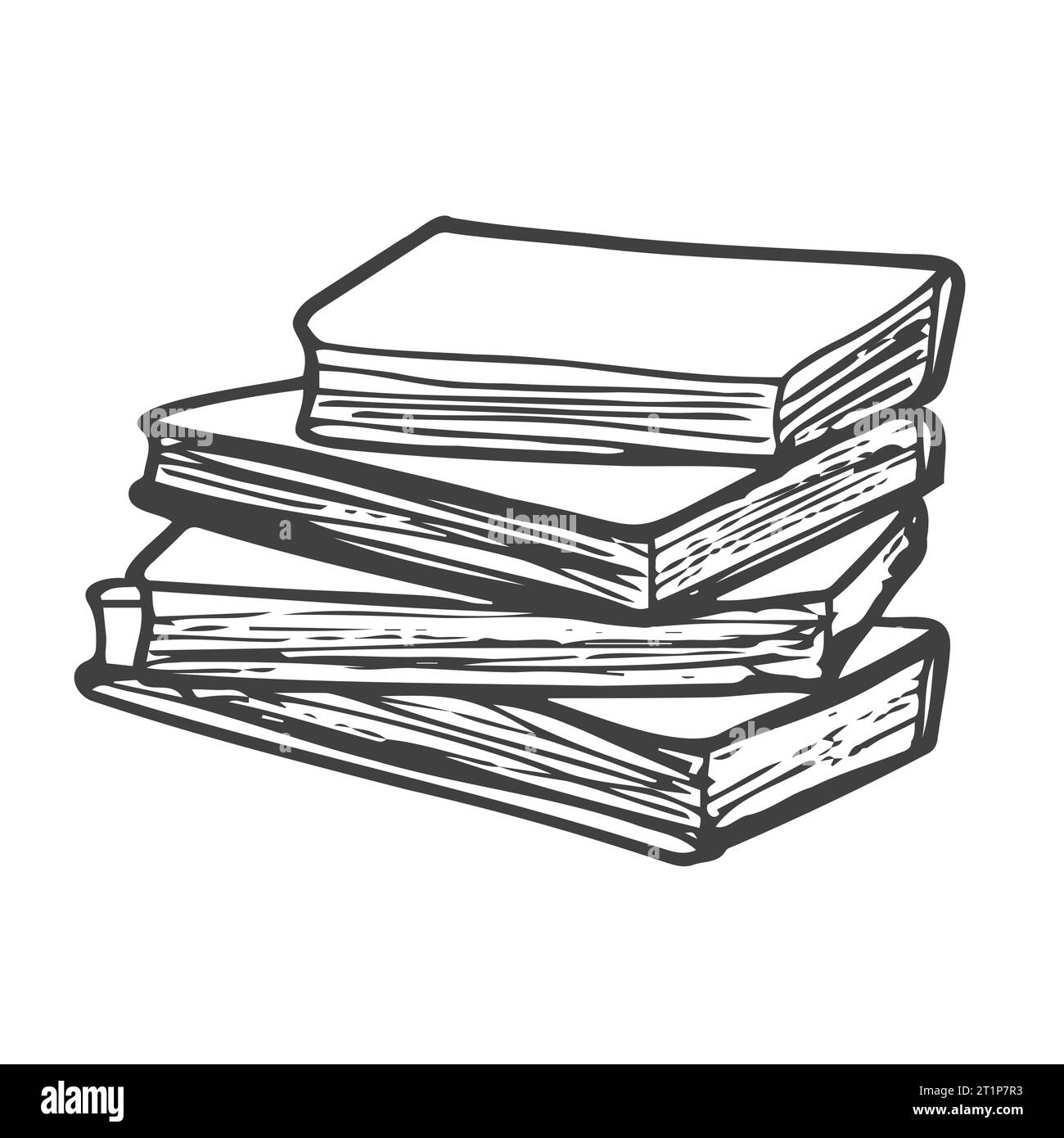 Stack of books sketch isolated on white background Stock Vector