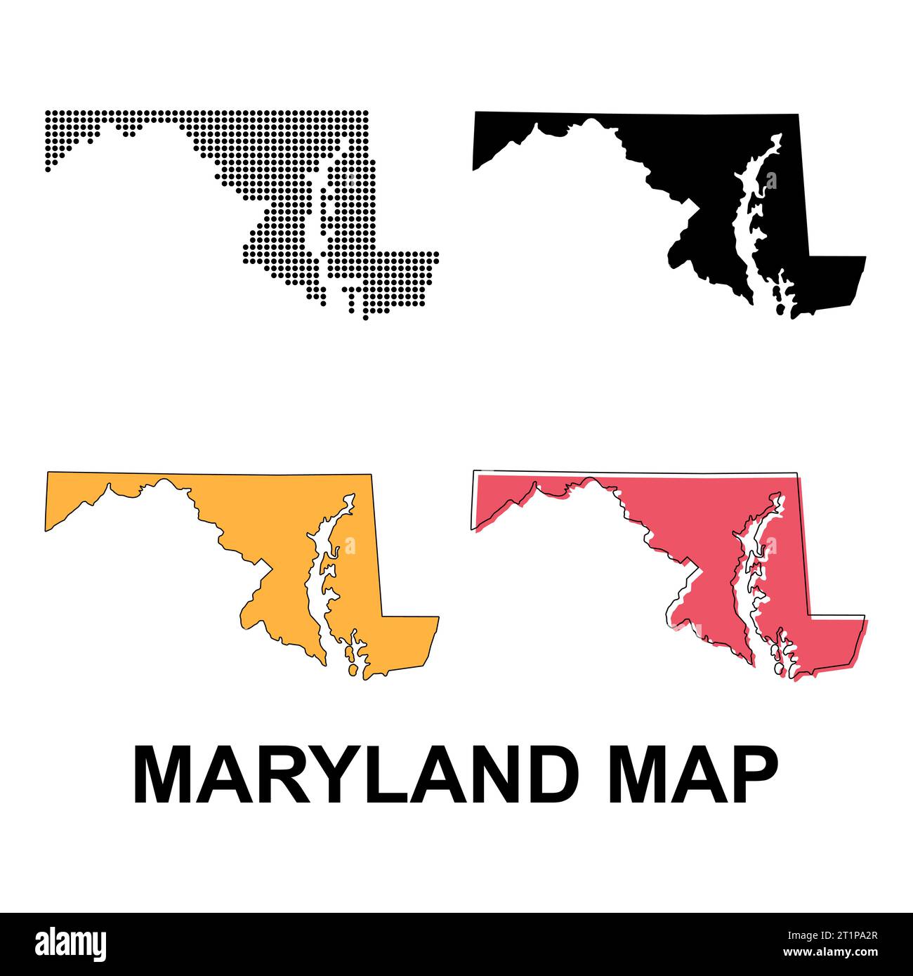 Set of Maryland map united states - Set Of Maryland Map United States Of America Flat Concept Icon Vector Illustration 2T1PA2R