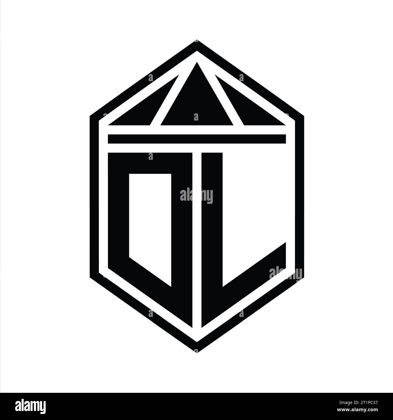 DL Letter Logo monogram simple hexagon shield shape with triangle crown ...