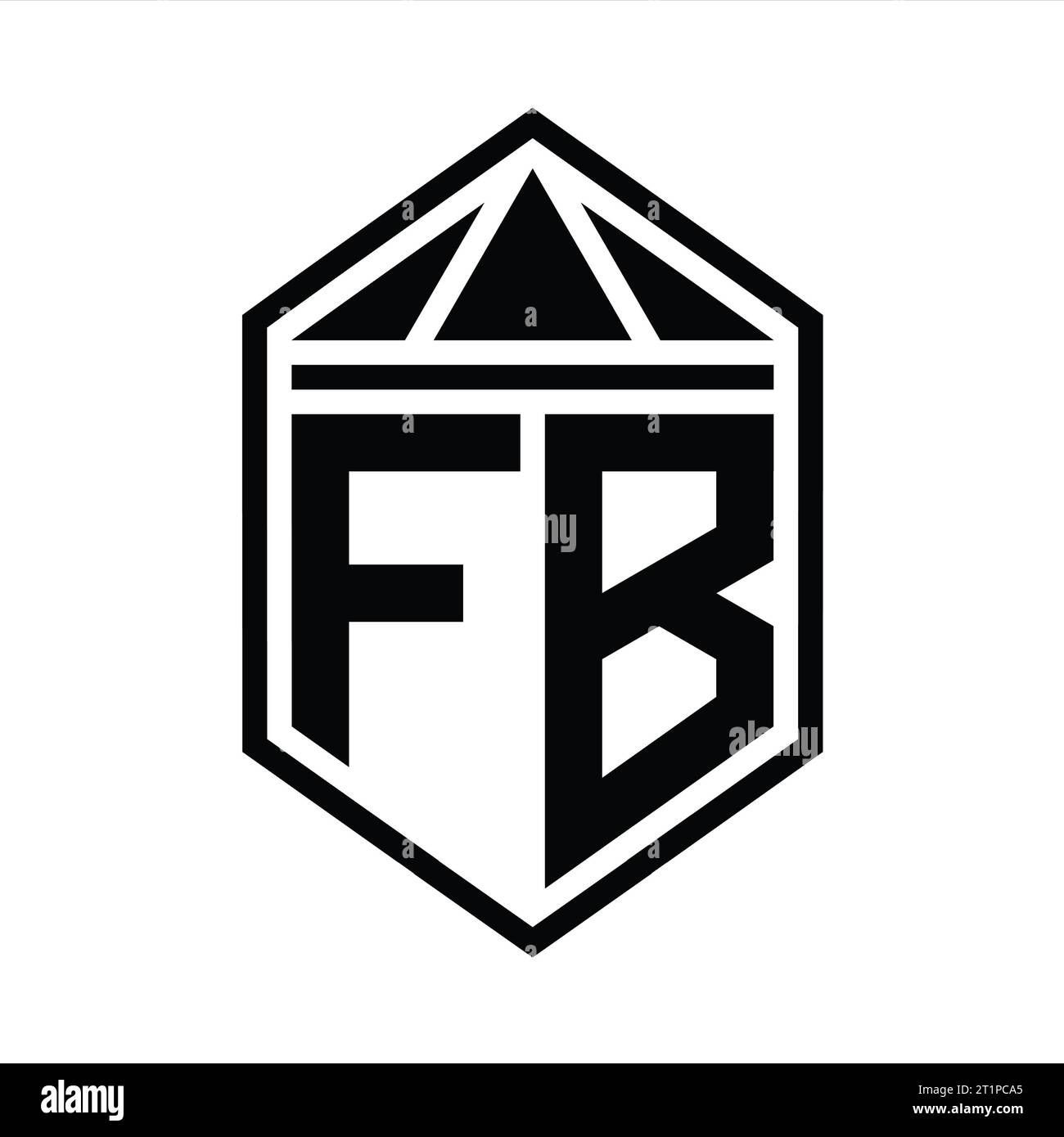 FB Letter Logo monogram simple hexagon shield shape with triangle crown ...