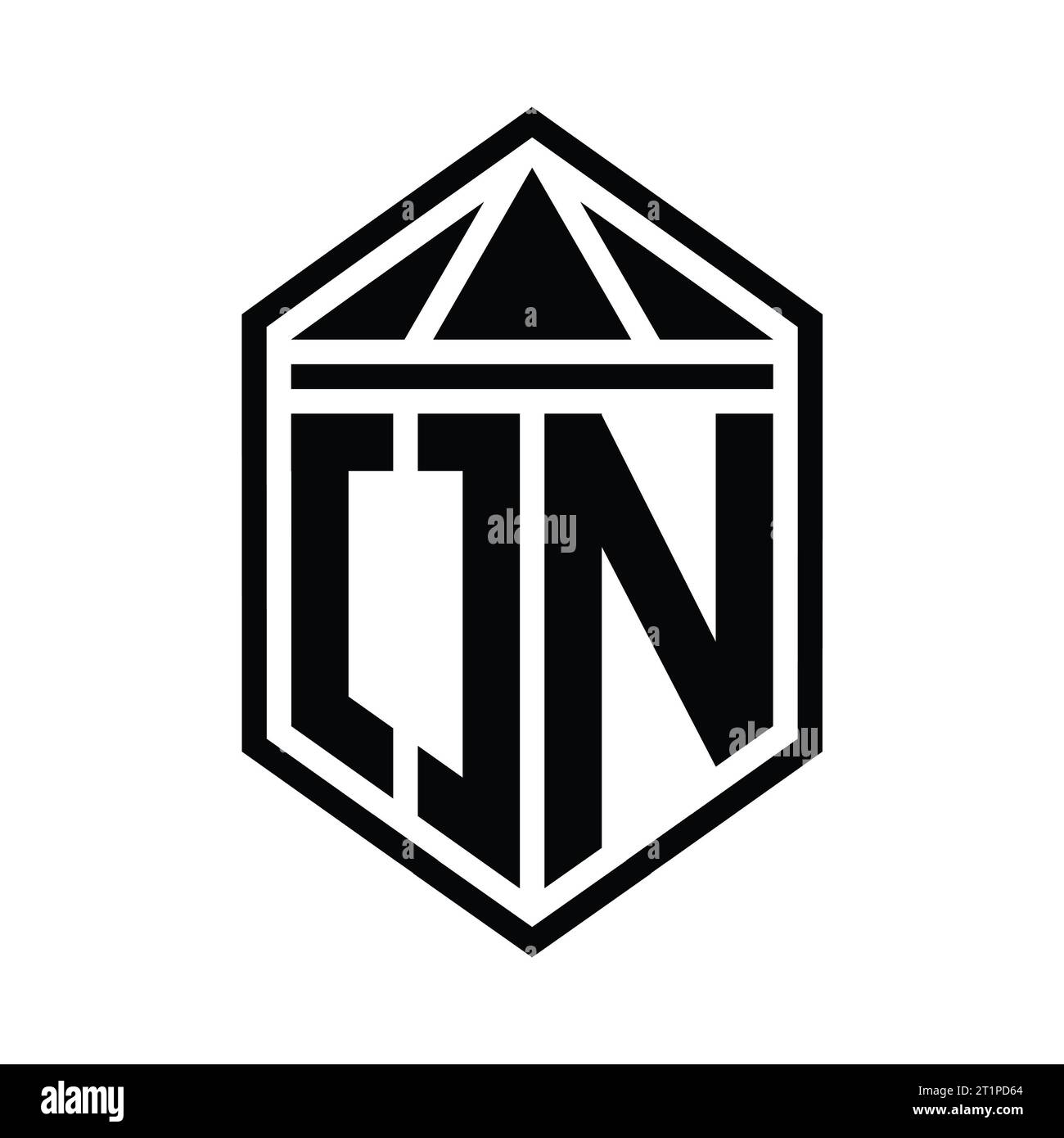 ON Letter Logo monogram simple hexagon shield shape with triangle crown ...