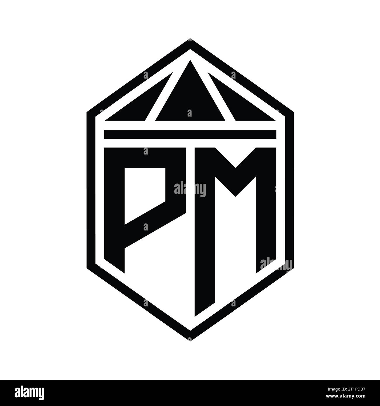 Pm logo monogram isolated with shield and crown Vector Image