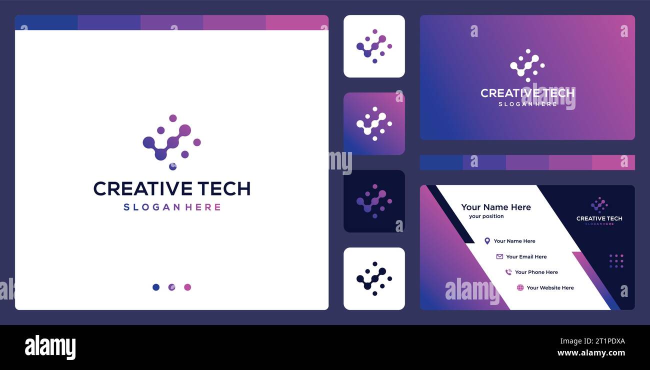 Technology connection logo design template. abstract dot, molecule and