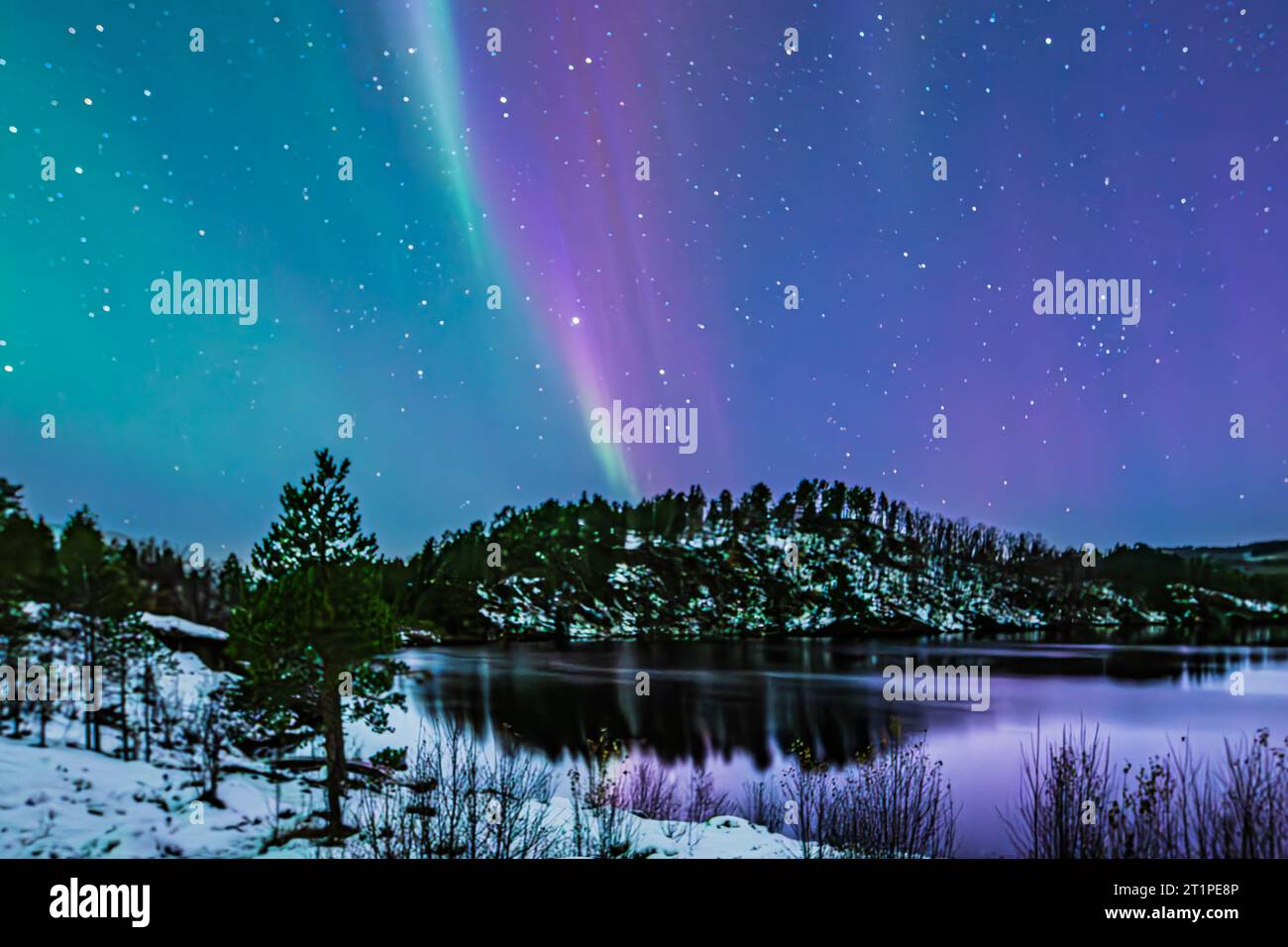 Colorful Northern Lights Over The Norwegian Mountains Stock Photo - Alamy