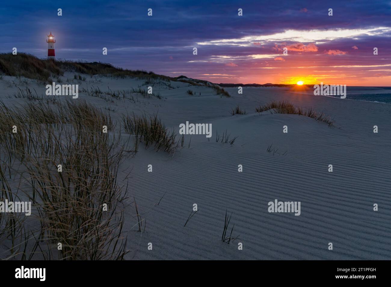 Ellenbogen Beach on the Island Sylt at Sunset Stock Photo