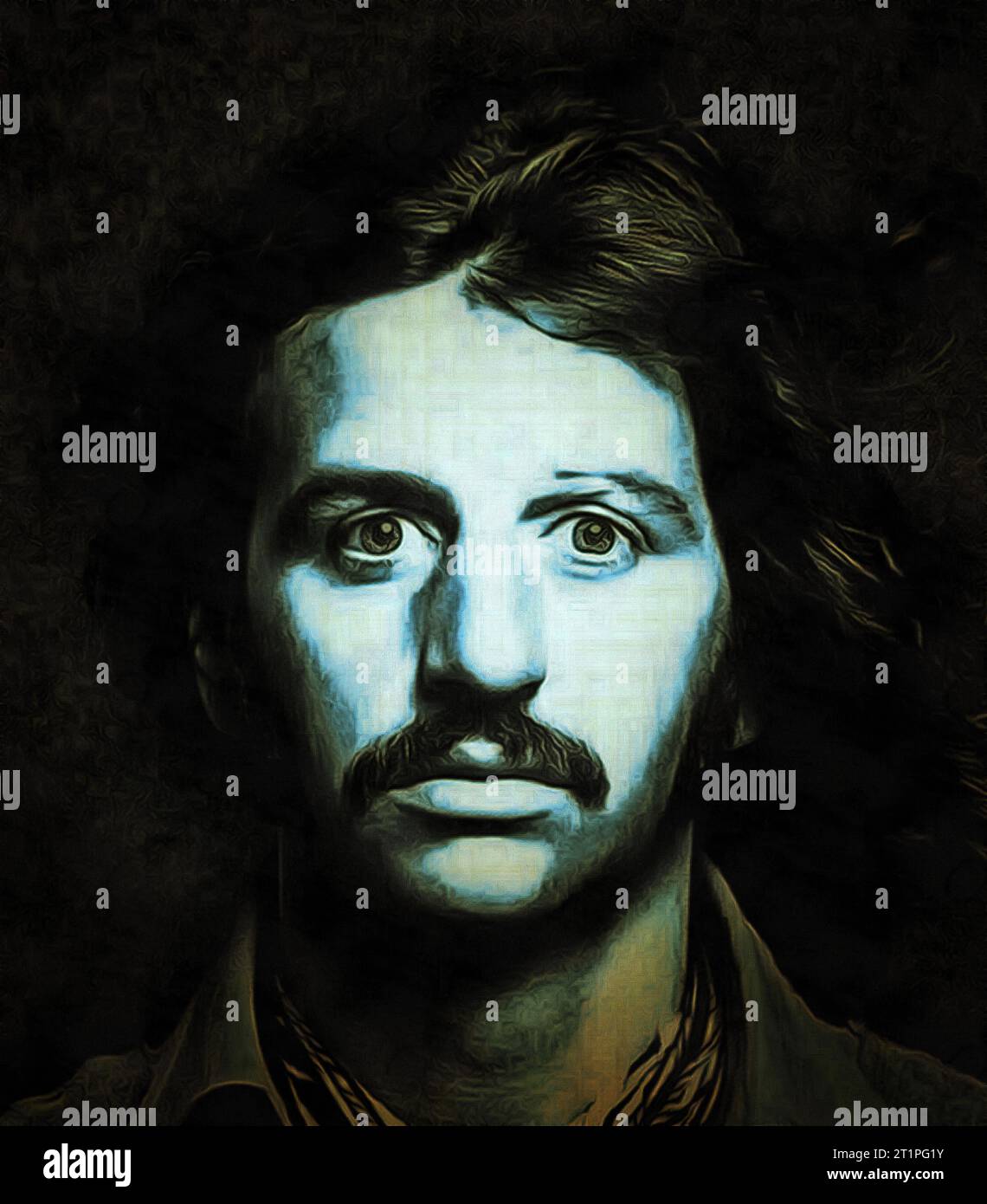 Illustrations Portrait Ringo Starr, British musician, songwriter, actor. Stock Photo
