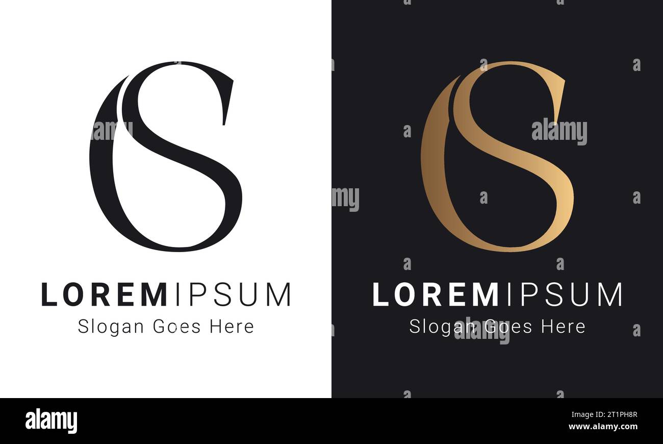 Luxury Initial SC or CS Monogram Text Letter Logo Design Stock Vector