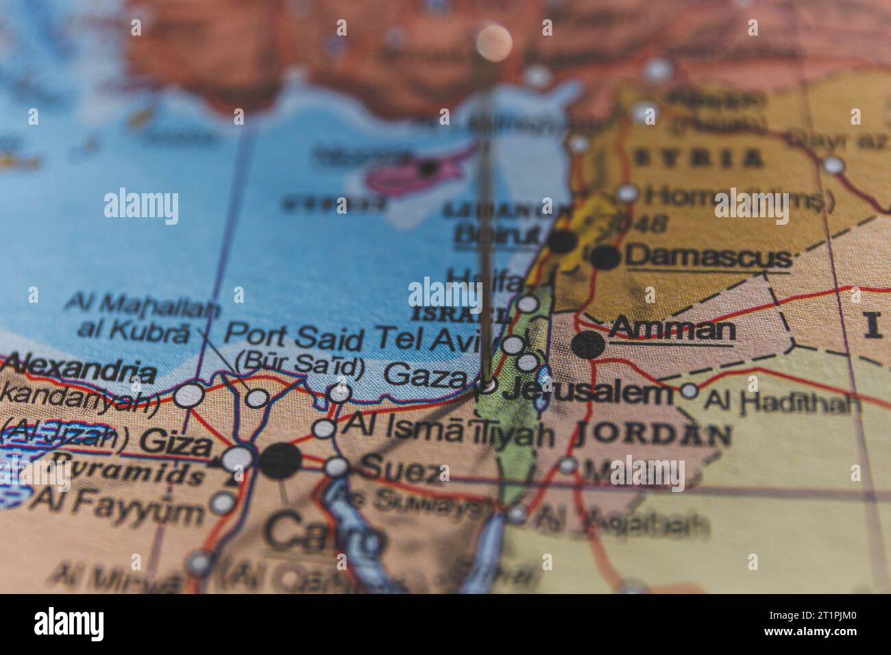 Gaza on map. Israel an Palestine on geopolitical Map. Gaza strip and