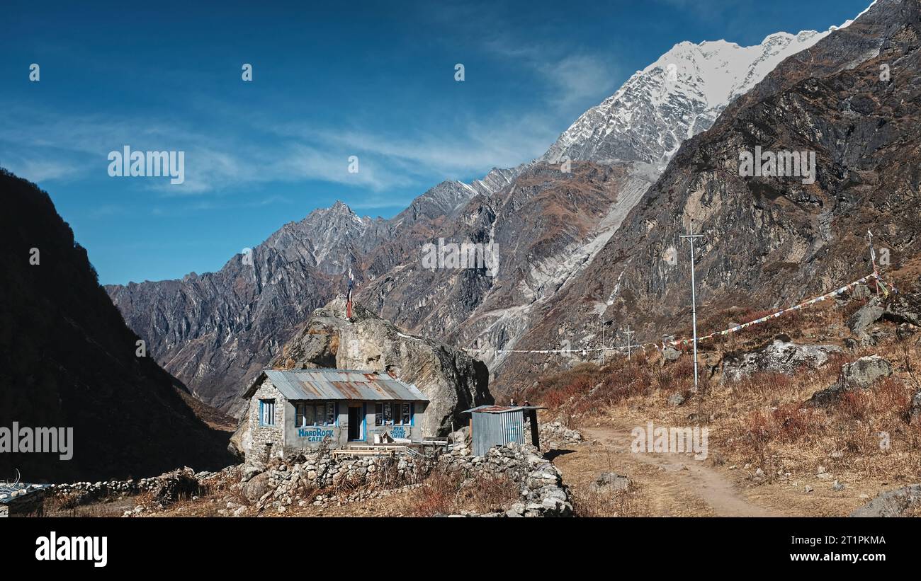 House in the Langtang Valley, rebuilt after earthquake Stock Photo