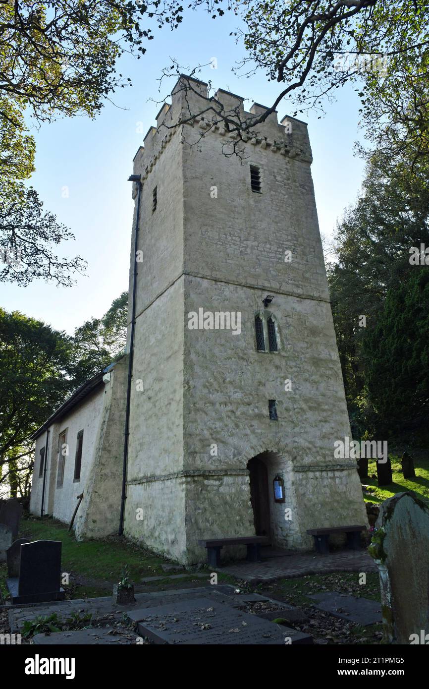 St Illtyd’s stands on ground said to have been sacred since the C6 and is one of three Gower churches dedicated to the Celtic Saint who founded them Stock Photo