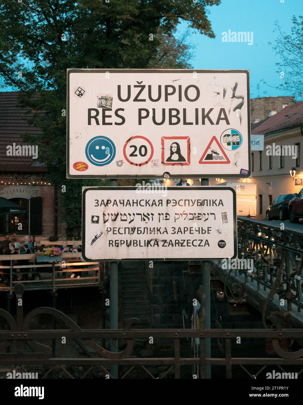 Užupis sign in Vilnius, Lithuania Stock Photo