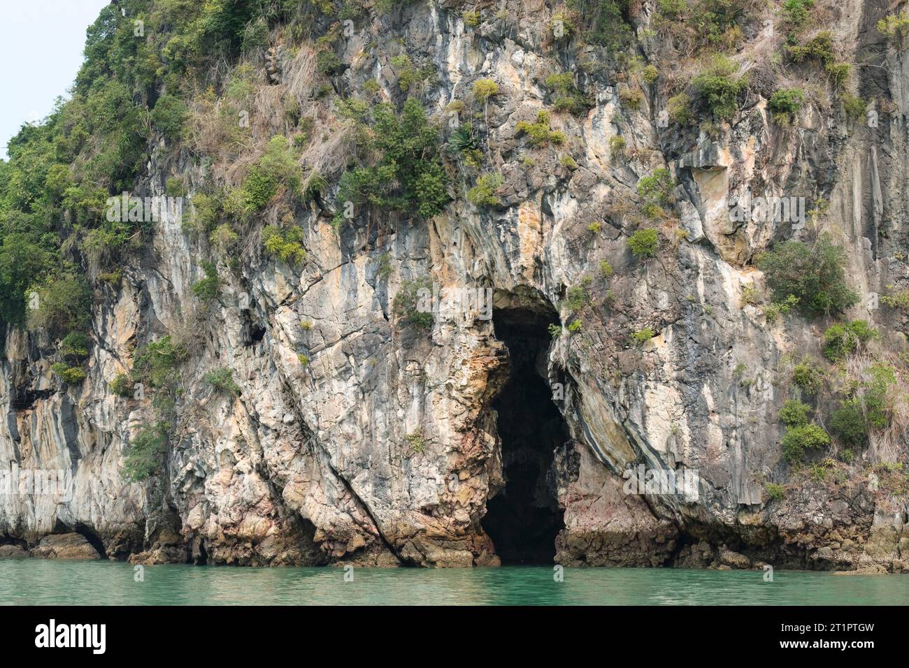 Ha Long Bay, Vietnam. Cave in a Limestone Karst in the Bay. Stock Photo