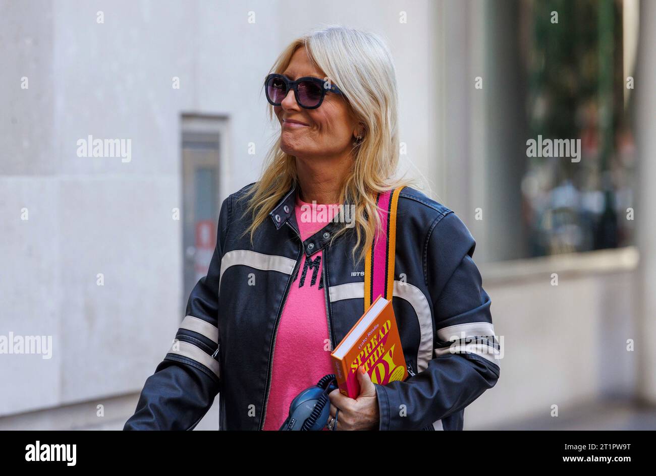 London, UK. 15th Oct, 2023. Gaby Roslin at the BBC with her new book Spread the Joy. The book London, UK. 15th Oct, 2023. Gaby Roslin at the BBC with her new book Spread the Joy. The book