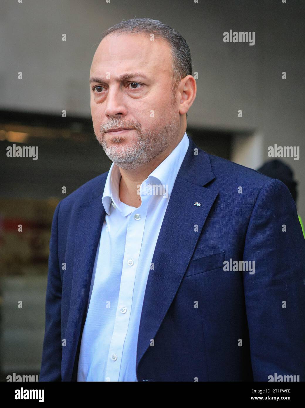 London, UK. 15th Oct, 2023. Husam Said Zomlot, Palestinian Ambassador/representative to the UK and Head of the Palestinian Mission to the United Kingdom, at the BBC for the Sunday Morning with Laura Kuenssberg show. Credit: Imageplotter/Alamy Live News Stock Photo