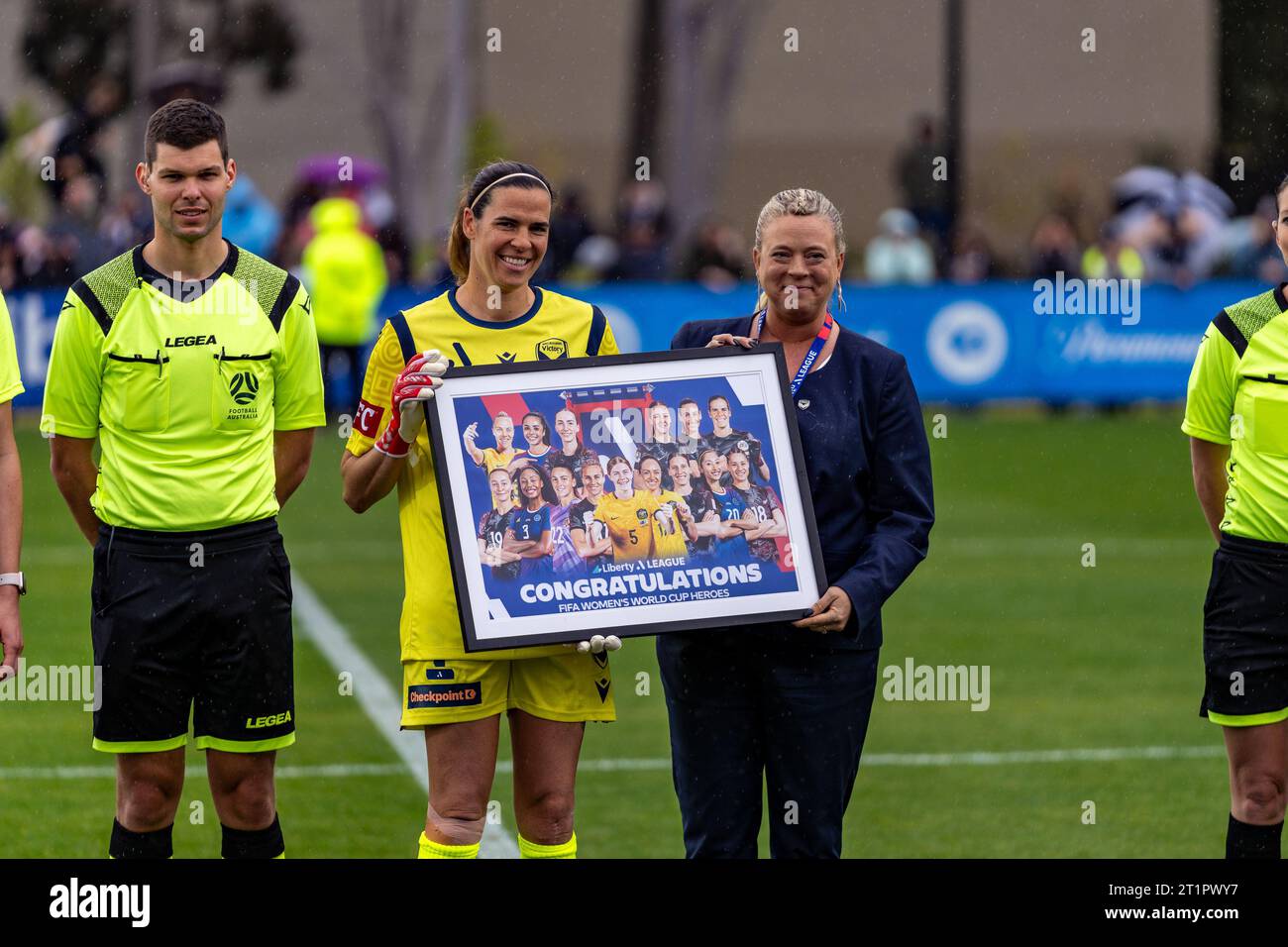 Bundoora, Australia. 15 October, 2023. Melbourne Victory takes on Brisbane Roar in the opening round of the Liberty A-League Women at the Home of the Matildas in Bundoora. Credit: James Forrester/Alamy Live News Stock Photo