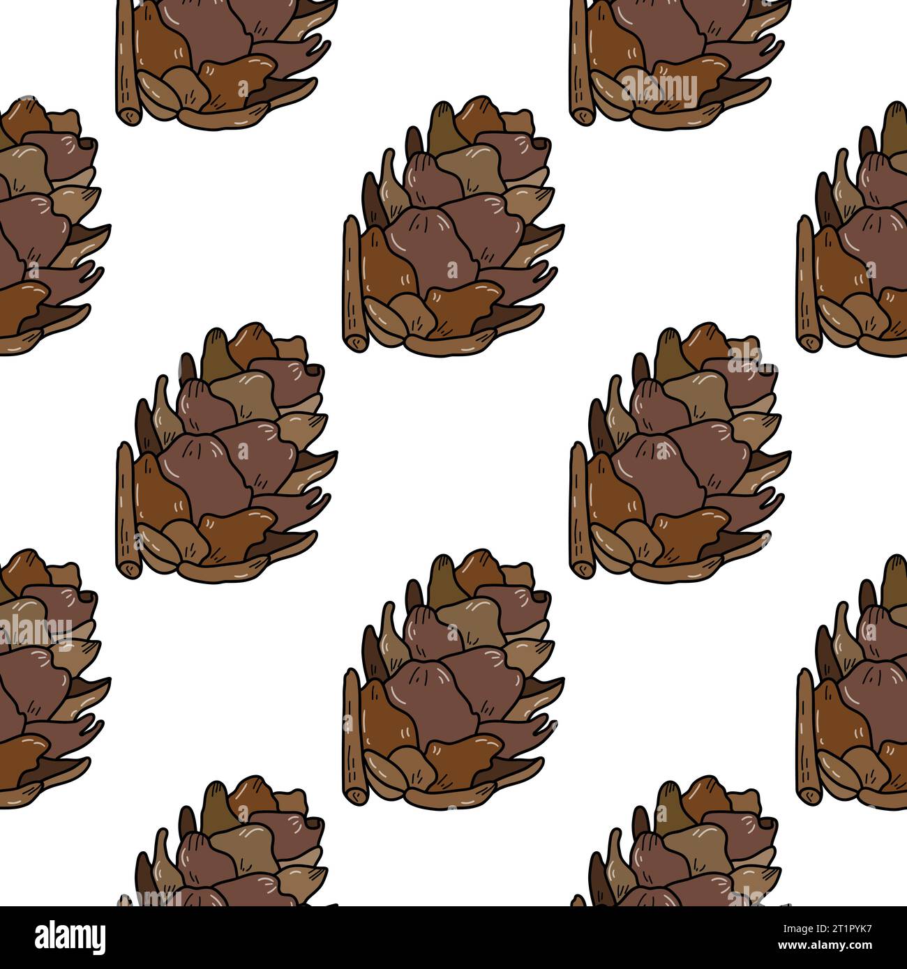 Hand drawn vector seamless pattern with pine cones Stock Vector Image ...