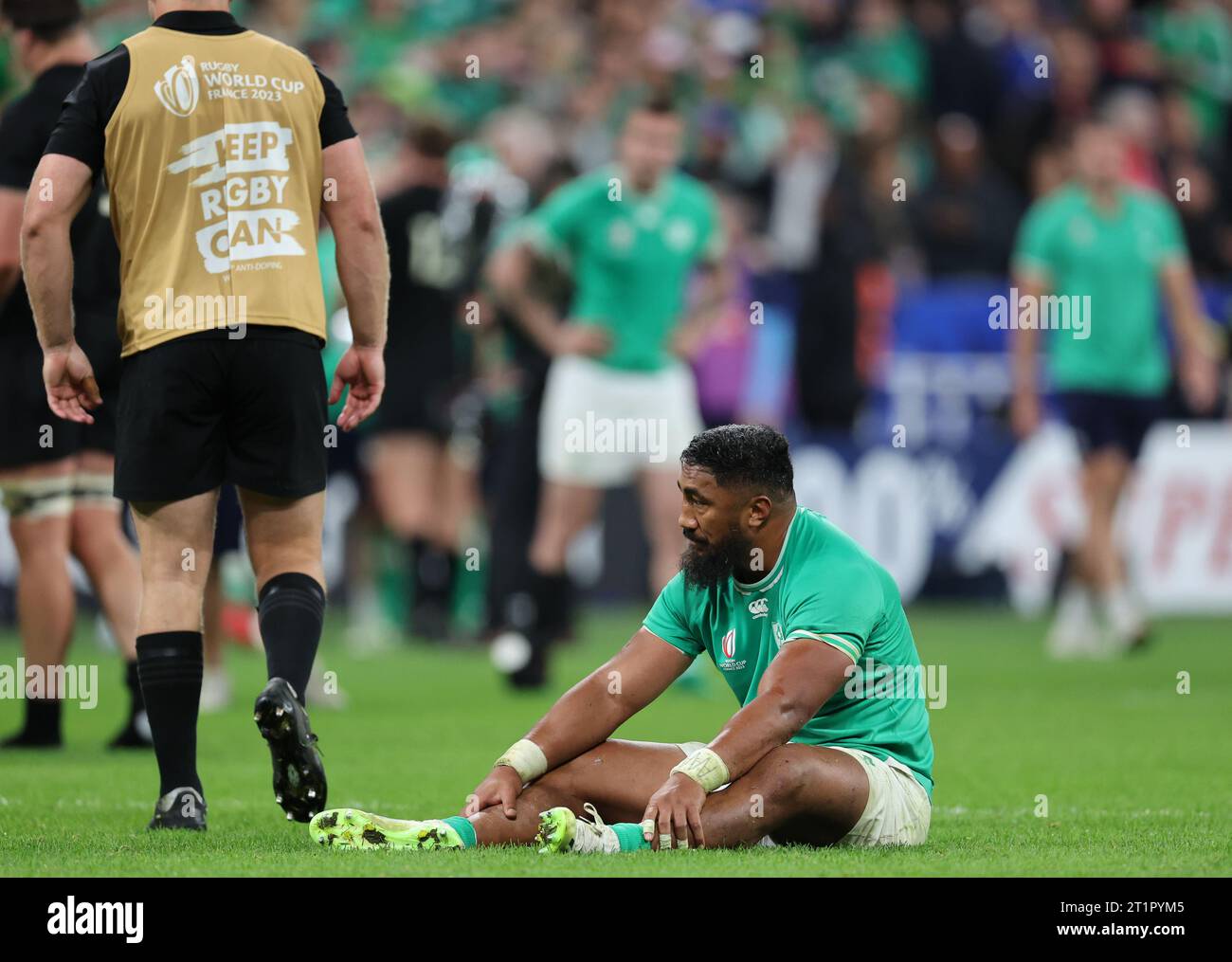 Paris, France. 15th Oct, 2023. BUNDEE AKI of Team Ireland is devastated ...