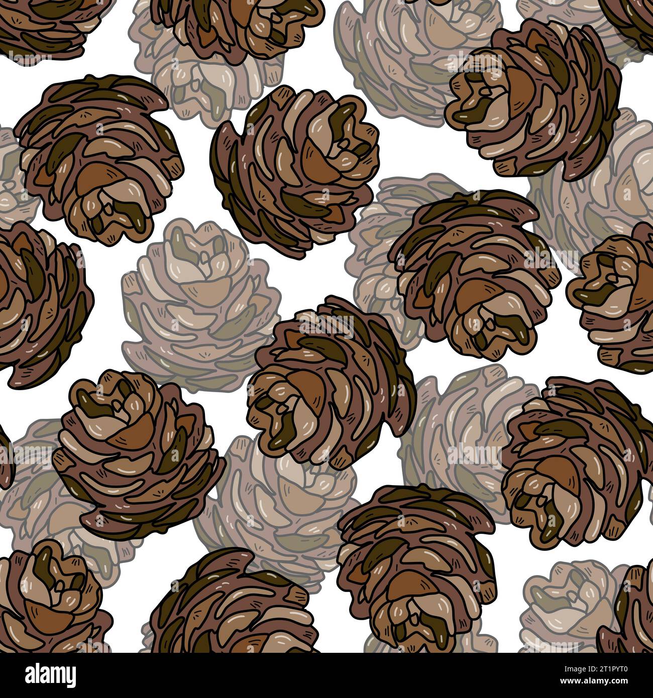 Hand drawn vector seamless pattern with pine cones Stock Vector Image ...