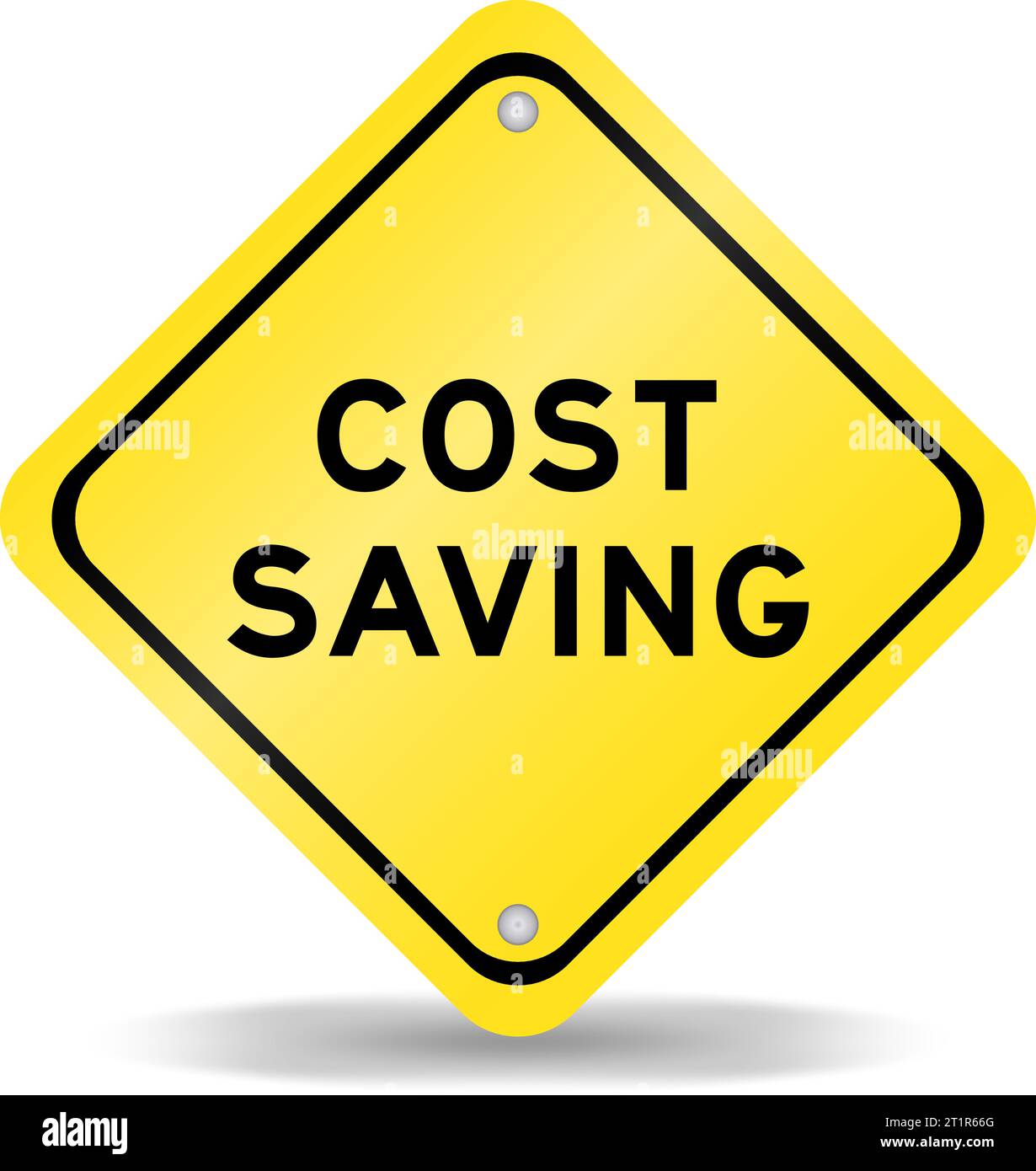 Yellow color transportation sign with word cost saving on white