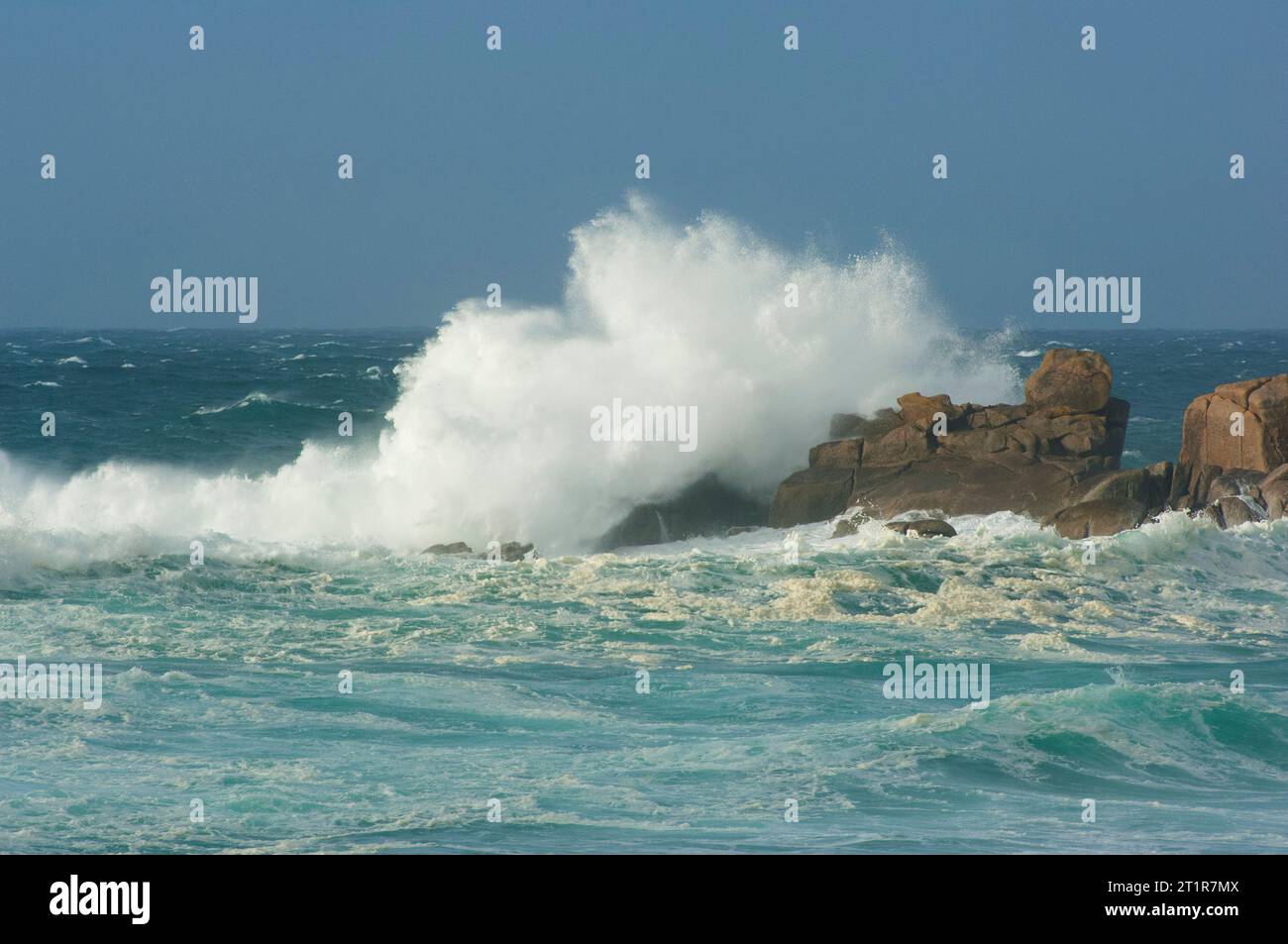 Stormy seas off the Cornish coast - John Gollop Stock Photo
