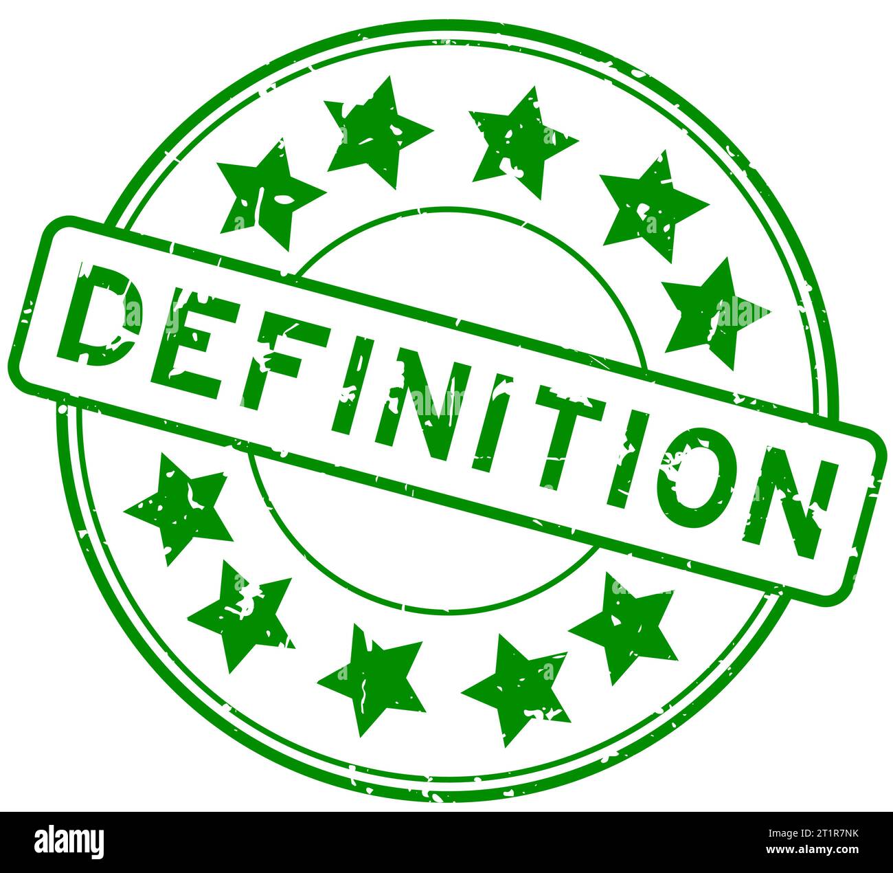 Grunge green definition word with star icon round rubber seal stamp on white background Stock