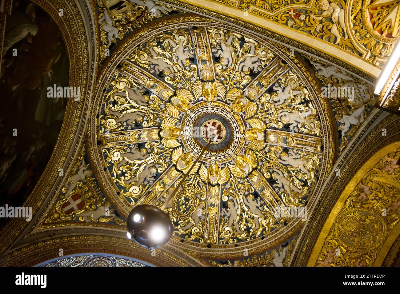 Valletta, Malta - 17 June 2023: Dome vault of Valletta Cathedral in Malta Stock Photo