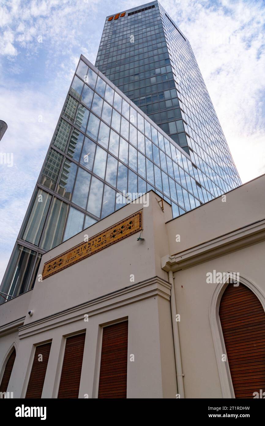 Tel Aviv, Israel OCT 2, 2023 The headquarters building of FIBI, the